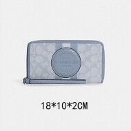 COACH C9073blue 지갑 캔버스 라운드 패스너 지퍼 모노그램