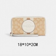 COACH C9073light-khaki 지갑 캔버스 라운드 패스너 지퍼 모노그램