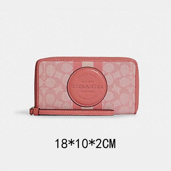 블링크,COACH C9073pink 지갑 캔버스 라운드 패스너 지퍼 모노그램