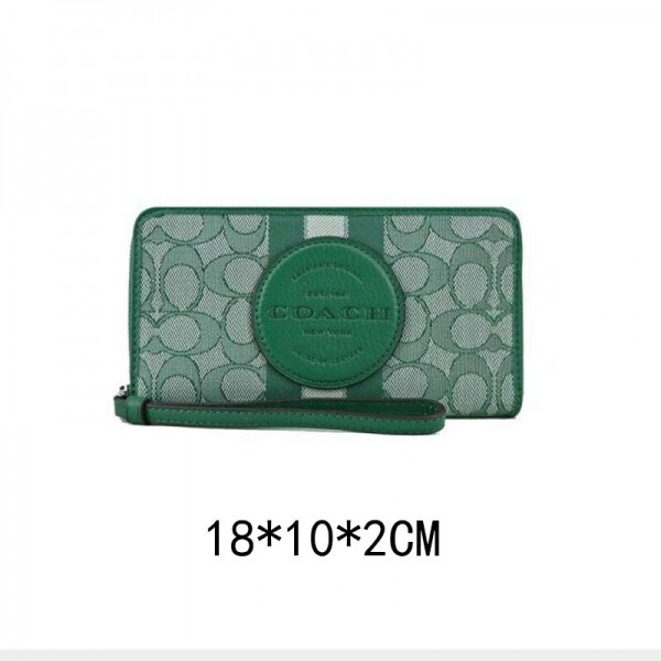 블링크,COACH C9073green 지갑 캔버스 라운드 패스너 지퍼 모노그램