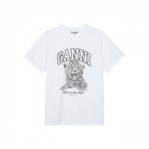 GANNI 가니 여성 릴렉스드 레오파드 반팔티 T4124 943