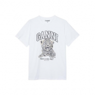 GANNI 가니 여성 릴렉스드 레오파드 반팔티 T4124 943