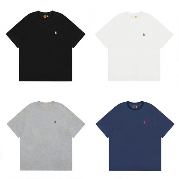 블링크,폴로 랄프로렌 반팔 티셔츠 포니로고 클래식 여자 커플티 남여공용 기본핏 라운드티